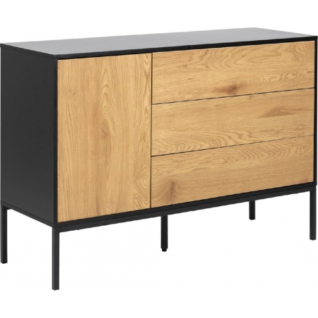 Seaford 120 oak&amp;black industrial cabinet with drawers Actona