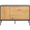 Seaford 120 oak&amp;black industrial cabinet with drawers Actona