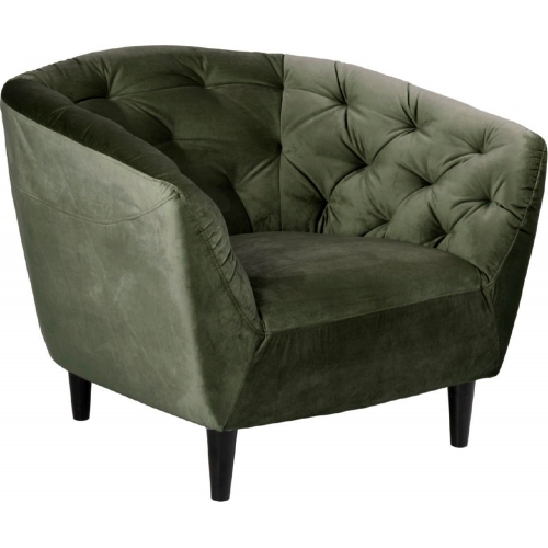 Ria green velvet quilted armchair Actona