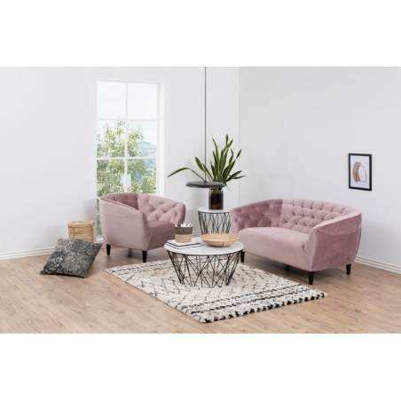 Ria pink velvet quilted armchair Actona