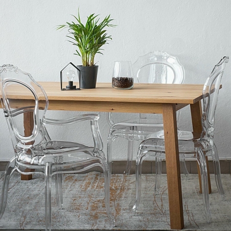 Designerskie Krzesło przeźroczyste Queen Intesi do jadalni, kuchni i salonu.