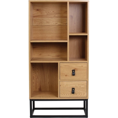 Abbott 60 oak&amp;black industrial shelving unit with drawers Intesi