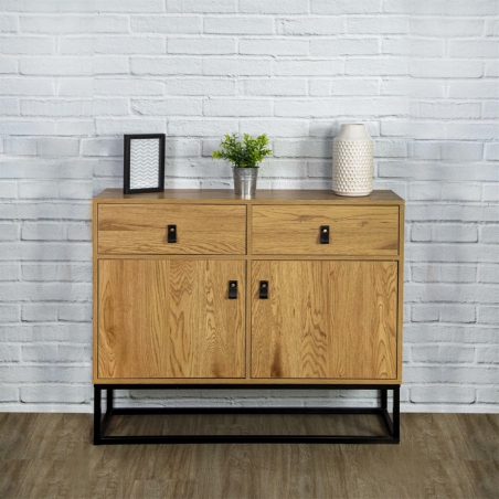 Abbott 100 oak&amp;black industrial cabinet with drawers Intesi