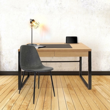 Dolem 100 black&amp;wood industrial desk Intesi