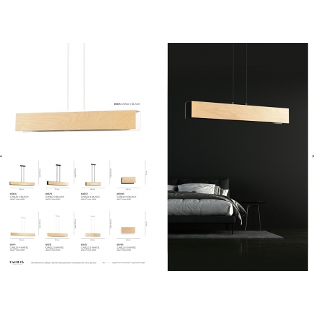 Carlo 72 plywood&amp;white linear plywood pendant lamp Emibig