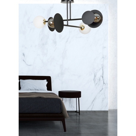 Designerska Lampa sufitowa szklana Minerva IV 80 czarny/biały Emibig do salonu, jadalni i sypialni.
