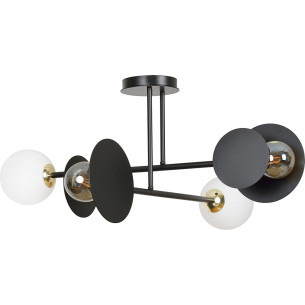 Minerva IV 80 black&amp;white glass semi flush ceiling light Emibig