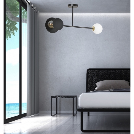Designerska Lampa sufitowa szklana Minerva 80 czarny/biały Emibig do salonu, jadalni i sypialni.