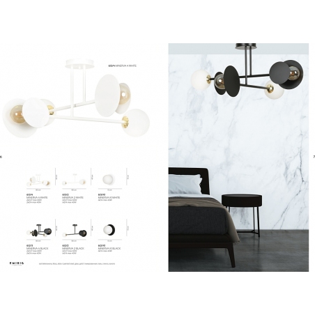 Designerska Lampa sufitowa szklana Minerva 80 czarny/biały Emibig do salonu, jadalni i sypialni.