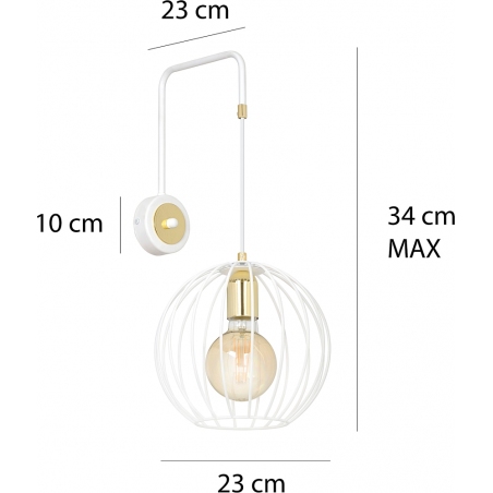 Albio white wire wall lamp with arm Emibig