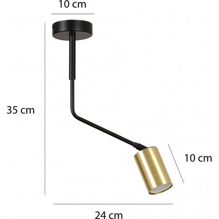 Verno black&amp;gold semi flush ceiling light with adjustable arm Emibig