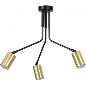 Verno III black&amp;gold semi flush ceiling light with adjustable arms and 3 lights Emibig