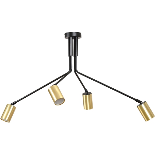 Verno IV black&amp;gold semi flush ceiling light with adjustable arms and 4 lights Emibig
