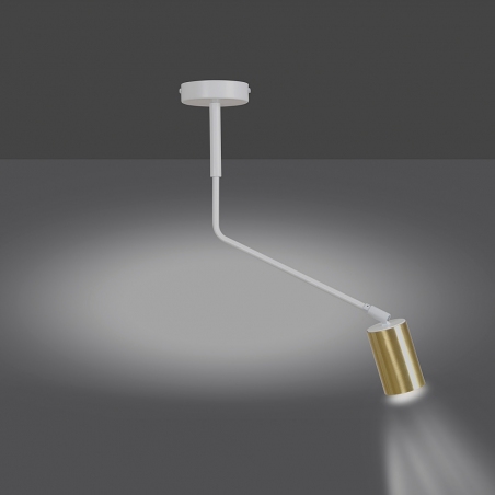 Verno white&amp;gold semi flush ceiling light with adjustable arm Emibig