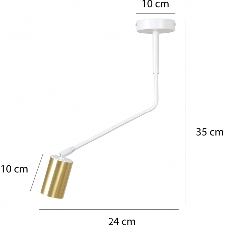 Verno white&amp;gold semi flush ceiling light with adjustable arm Emibig