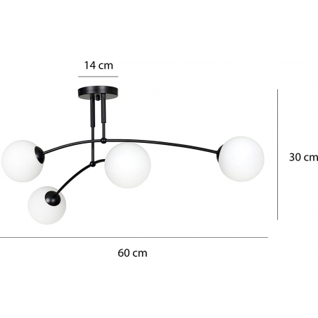 Pregos IV 60 black&amp;white glass balls semi flush ceiling light Emibig