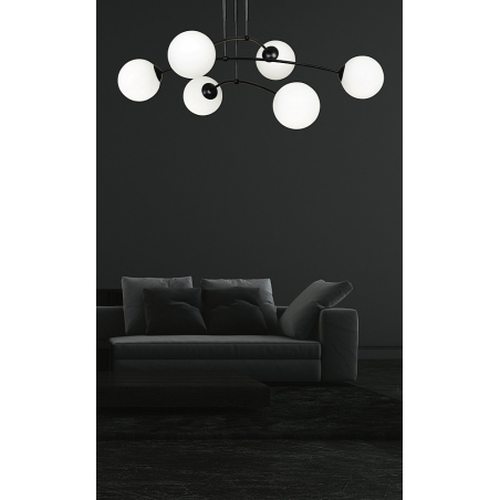 Designerska Lampa sufitowa szklane kule Pregos IV 70 czarny/biały Emibig do salonu, jadalni i sypialni.