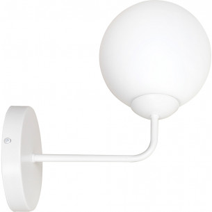 Pregos white glass wall lamp with arm Emibig