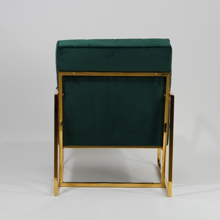 Prius dark green quilted velvet armchair with gold base Halmar