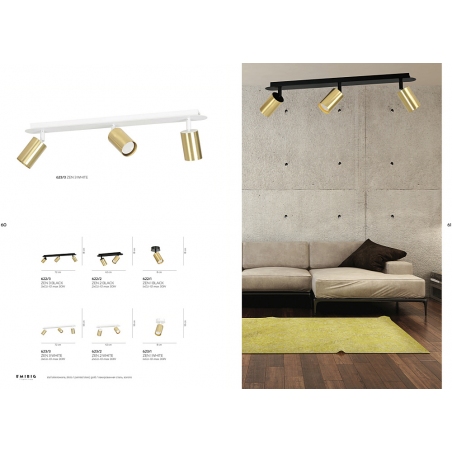 Zen black&amp;gold ceiling spotlight with 3 lights Emibig