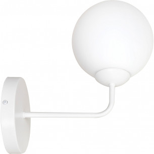 Selbi white glass wall lamp with arm Emibig