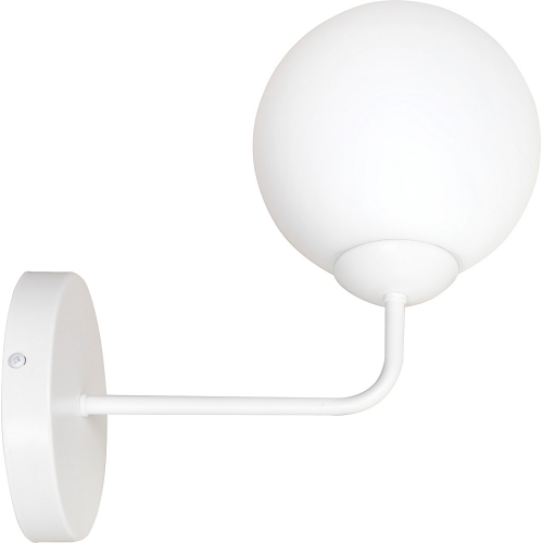 Selbi white glass wall lamp with arm Emibig