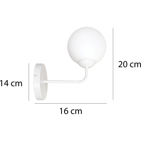 Selbi white glass wall lamp with arm Emibig