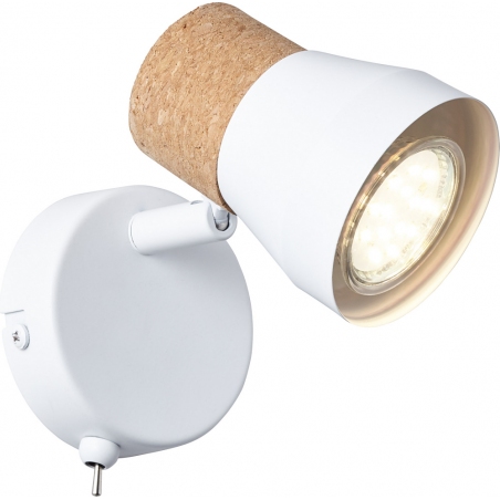 Moka white matt&amp;cork scandinavian wall lamp with switch Brilliant