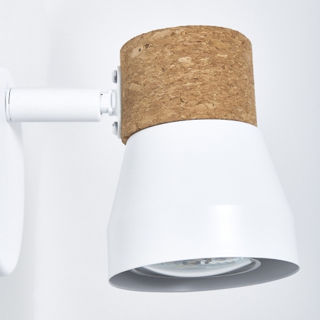 Moka white matt&amp;cork scandinavian wall lamp with switch Brilliant