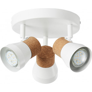 Moka white matt&amp;cork round ceiling spotlight with 3 lights Brilliant