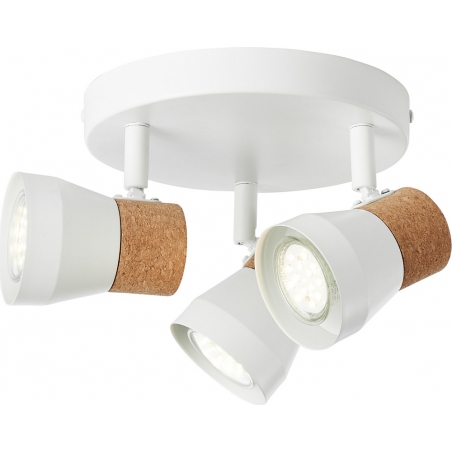 Moka white matt&amp;cork round ceiling spotlight with 3 lights Brilliant