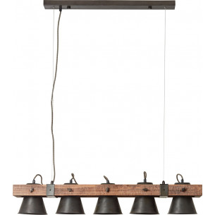 Plow 95 black steel&amp;wood industrial pendant lamp Brilliant