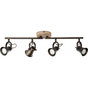 Seed black steel&amp;woodindustrial ceiling spotlight with 4 lights Brilliant