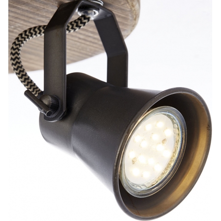 Seed black steel&amp;wood industrial ceiling spotlight with 3 lights Brilliant