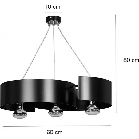 Vixon 60 black modern pendant lamp with 3 lights Emibig