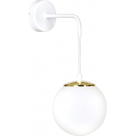 Ognis white&amp;gold glass wall lamp with arm Emibig