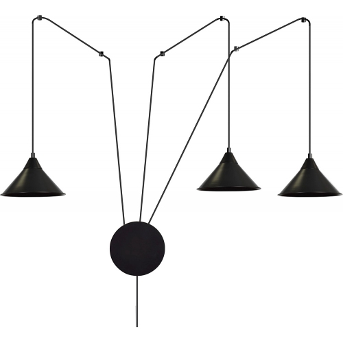 Abramo III black triple pendant lamp with adjustable arms Emibig