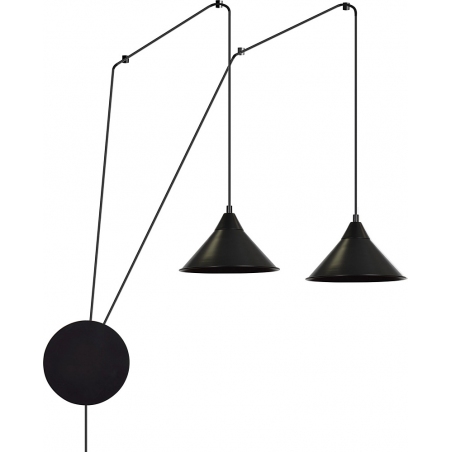 Abramo II black double pendant lamp with adjustable arms Emibig