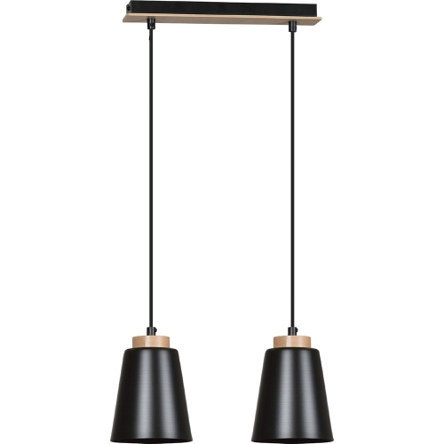 Stylowa Lampa wisząca podwójna skandynawska Bolero 40 czarna Emibig do kuchni,  salonu i nad stół.