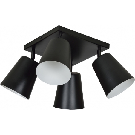 Prism 55 black&amp;white square ceiling spotlight with 4 lights Emibig