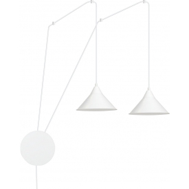 Abramo II white double pendant lamp with adjustable arms Emibig