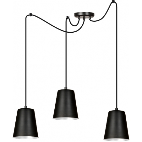 Designerska Lampa wisząca "pająk" potrójna Link III czarno-biała Emibig do salonu.