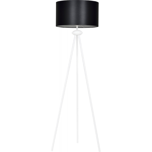 Skandynawska Lampa podłogowa trójnóg z abażurem Grand 50 czarno-biała Emibig do salonu i sypialni.