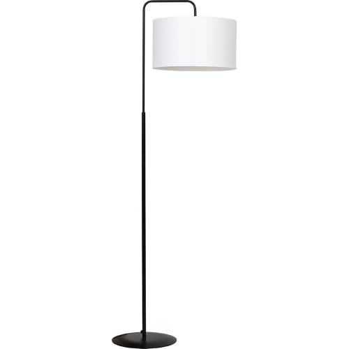 Skandynawska Lampa podłogowa z abażurem Trapo 50 biało-czarna Emibig do salonu i sypialni.