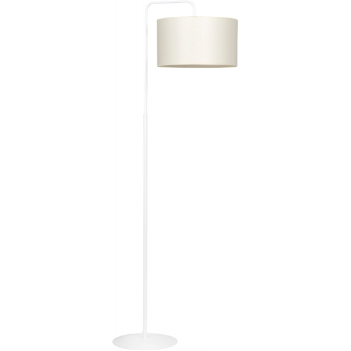 Skandynawska Lampa podłogowa z abażurem Trapo 50 biało-beżowa Emibig do salonu i sypialni.