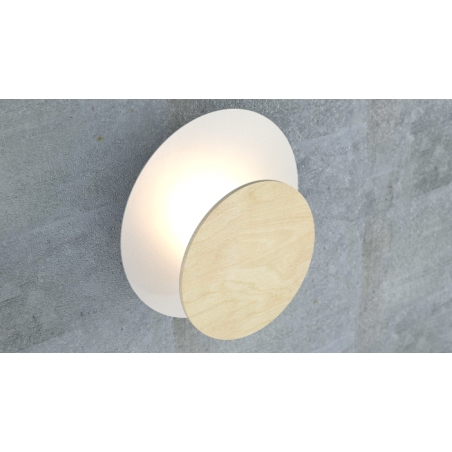Circle 22 white&amp;wood scandinavian round wall lamp Emibig