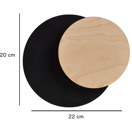 Circle 22 wood&amp;black round plywood wall lamp Emibig