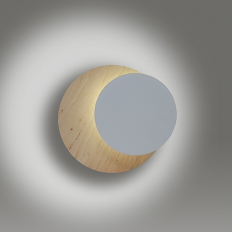 Circle 22 white&amp;wood round plywood wall lamp Emibig