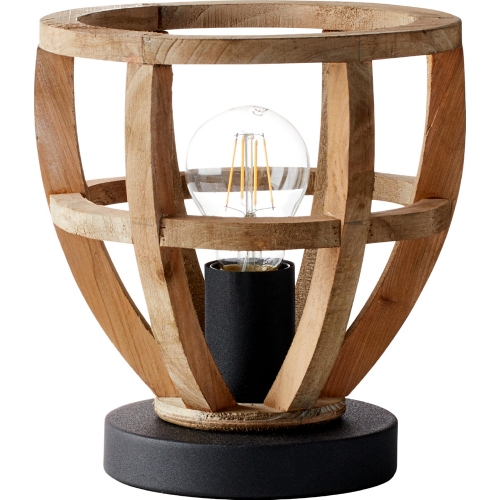 Industrialna Lampa drewniana stołowa Matrix Postarzane drewno/Czarny korund Brilliant do salonu i sypialni.