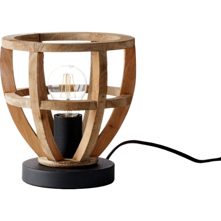 Industrialna Lampa drewniana stołowa Matrix Postarzane drewno/Czarny korund Brilliant do salonu i sypialni.
